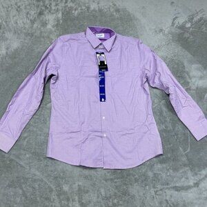 Duchamp Mens Slim Fit Dress Shirt 16.5/L Purple Check Long Sleeve a0430
